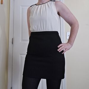 Loft Black and White Sleeveless Mini Dress